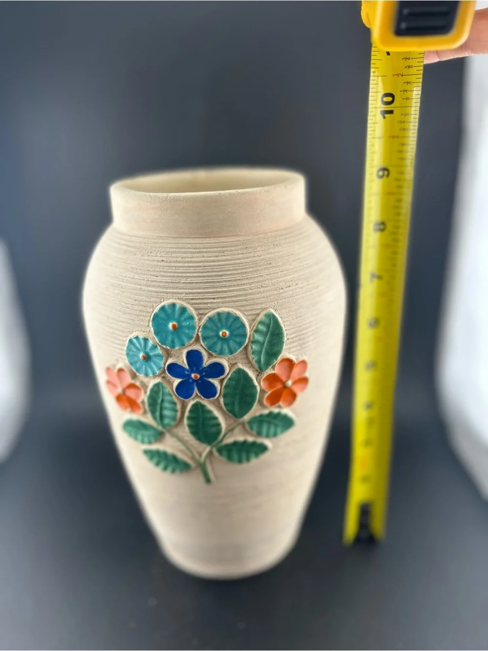 Vintage Mid Century Made in Finland Ceramic Relief Vase